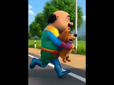 Motu saves a puppy from a car crash 🐶 #motupatlu #puppy #savinglife #samosa