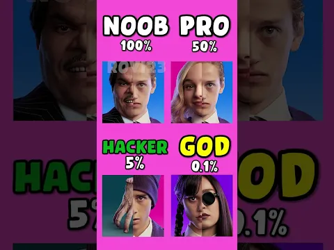 Noob vs Pro vs Hacker vs God - Merlina Addams (Miercoles) #shorts