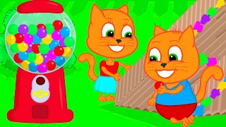Família de Gatos - Slide Da Máquina De Chicletes Desenho Infantil em Português Brasil