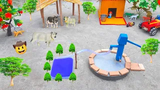 DIY how to make cow shed | house of animals | horse house - cow shed | mini hand pump | diyfarm #4