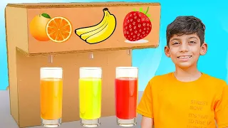 Jason and Alex play with a fruit dispenser