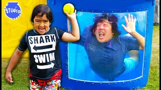 DUNK TANK CHALLENGE! Ryan VS Parents Family Fun