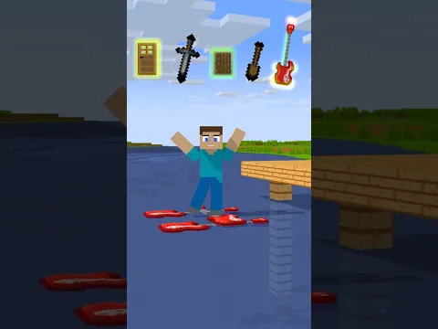 Will A Guitar Boat Hold My Weight? Inspired by MrBeast #minecraft #steve #shorts #trending #remix