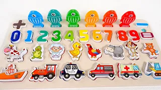 Learn Numbers! Counting Puzzle with Animals, Vehicles & Colors | Educational Video for Kids