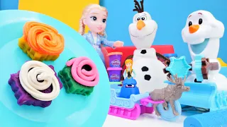 Play Doh videosu. Lisanslı Karlar Ülkesi Olaf ve Elsa Anna için kar tanesi kurabiyeler yaptılar
