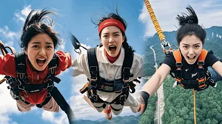 Bungee Jumping In Beautiful Places, Beautiful Women Release Stress#funny #extreme #bungee