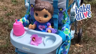 Feeding and Stroller Ride with Baby Alive Change n Play Baby Doll