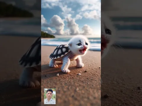 when a turtle kitten is attacked on the beach #cat #cute #story #ai