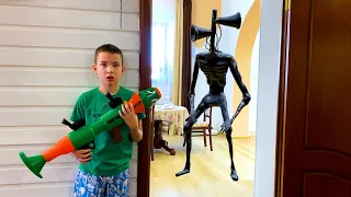 Nerf War The toy siren head came to life Нерф Игра Игрушка Сиренаголового ожила