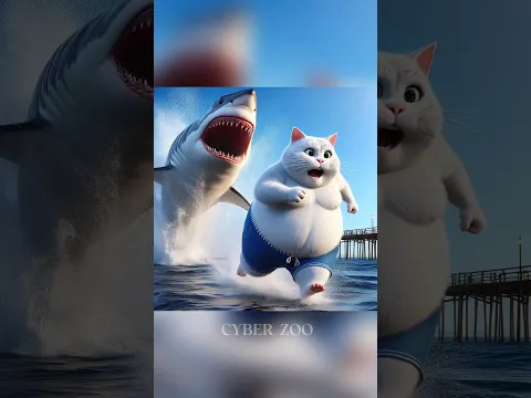A fat cat run to met muscle 😯 #shorts #cat #ai