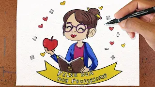 Como Desenhar Cartão Dia Dos Professores | Feliz Dia Dos Professores