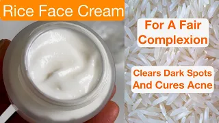 Homemade RICE Face Cream And Moisturiser With Homemade Rice Starch (Dries Acne, Clears Dark Spots)
