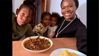 Making my children eat Nigerian food, fufu and they're not happy about it 😂