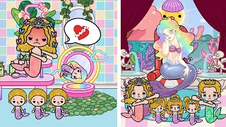 Gold Mermaid Family Hate Me Because I Have Rainbow Hair | Toca Sad Story |Toca Life World |Toca Boca