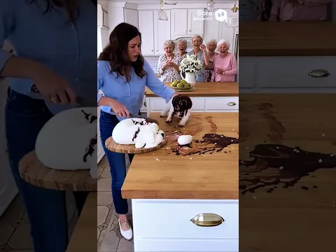 dog funny reaction when it sees its owner dog a cake! 😁 #shorts