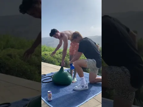 We fit a person inside of this giant water balloon! 👀💦#shorts