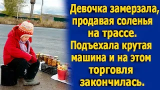 Девочка замерзала, продавая соленья на трассе. Подъехала крутая машина, на этом торговля закончилась