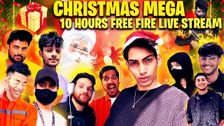 CHRiSTMAS 10hr Free fire Marathon Stream With all Free fire youtubers🎄 #freefire