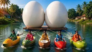 Massive Egg Festival In Village | 5 Sisters Cook World's Biggest Omelette#egg #village 