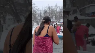 108 taps and pound holy bathing during the heavy snowing time