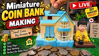 🪙 Miniature Coin Bank Making LIVE 🏠 | DIY Miniature House Piggy Bank