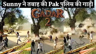 Gadar 2 Shooting Scene Sunny Deol Destroy Pakistan Police Vehicle