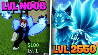 Level 1 - 2550 With KITSUNE FRUIT "Noob To Pro" in Blox Fruits Roblox
