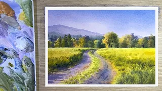 How to paint a wheat field in Watercolor