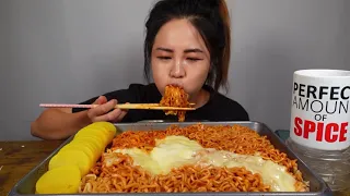 ASMR SPICY FIRE NOODLES ft. CHEESE l Eating Sounds