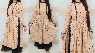 Naira Style Gathering Slits kurti/Frock Cutting And Stitching/ चाक वाली फ्रॉक/ High Slits Kurti DIY