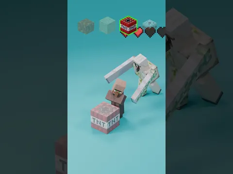 Minecraft Mobs vs Iron Golem The Hero Satisfying 3d Fluid and Cloth Simulation | Evil Villager!