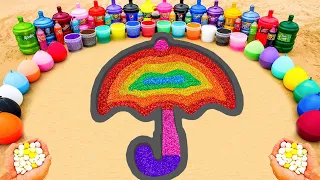 EXPERIMENT Slime - How To Make Rainbow Umbrella With Glitter Slime, Orbeez, Coca Cola vs Mentos