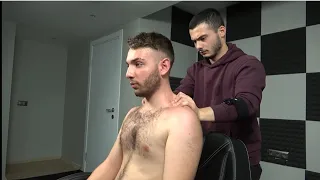 Handsome Barber Tunahan Gave Perfect Massage to Hot Customer Head,Face,Body and Back Massage