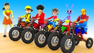 Giant wheels uphill with obstacles Challenge 5 times who passes and who fails -Scary Teacher 3D