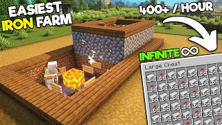Minecraft 26+ EASIEST IRON Farm Tutorial - 400+ Per Hour