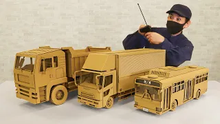 ダンボールで３種のラジコンをつくる｜3 Amazing RC large vehicles 🚌🚚🚧