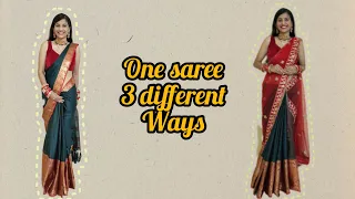 one saree 3 different looks | saree draping tutorial| saree draping for beginners