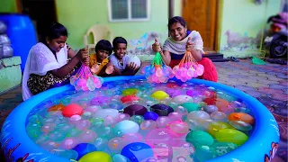 "அய்யயோ  " swimming pool fulla வாட்டர் பலூன் போட்ட பிறகு நடந்த வினை !! Waterballoon fill in Pool