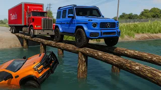 Cars vs Impossible Log Bridge in BeamNG Drive #2