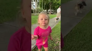 Funny Naomi saw a big spider on the walk. Funny Baby Reaction!