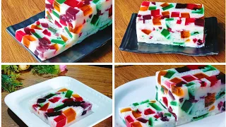 Sago Broken Glass Jelly Pudding |Milk& Jelly Pudding Dessert |Easy No-Bake | |@yasmernnaaz recipe's