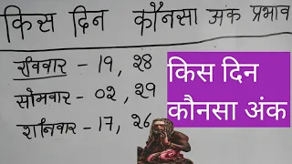 किस दिन कौनसा अंक प्रभाव। Join link description 
