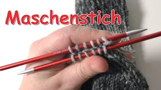 Sockenspitze schließen mit dem Maschenstich