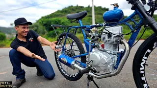 Bicicleta com motor de MOTO montagem e testes