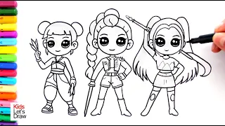 CÓMO DIBUJAR A RUMI, MIRA & ZOEY de Huntrix ❤️ LAS GUERRERAS K-POP | How to draw KPop Demon Hunters