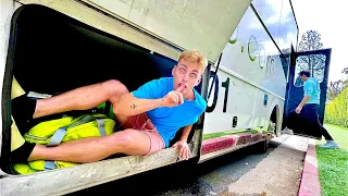 SNEAKING ONTO CARTERS BUS!
