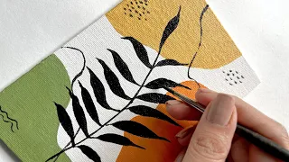 Boho Art | Acrylic Painting on Canvas Tutorial | Minimal Aesthetic Botanical Floral Illustration ✨