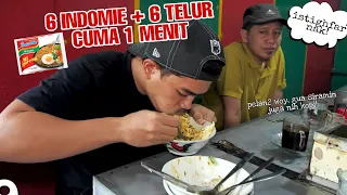 PRANK MAKAN 6 INDOMIE + 6 TELUR CUMA 1 MENIT DISAMPING ORANG GAK DIKENAL, SAMPE KAGET!!