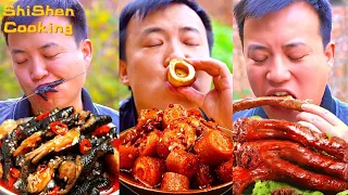 Spicy Pork Bone🐖 & Chili Roast Duck🦆 | Village Funny MUKBANG | Cooking With ShiShen Compilation