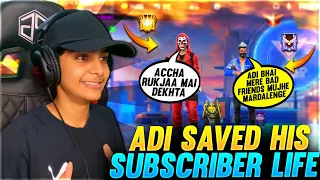 Aditech Saved His Subscriber Life ❤️🤯 - Must Watch Op Gameplay 😂 - Garena Free Fire